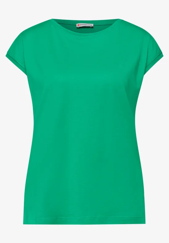 Effen groen dames-T-shirt met ronde hals