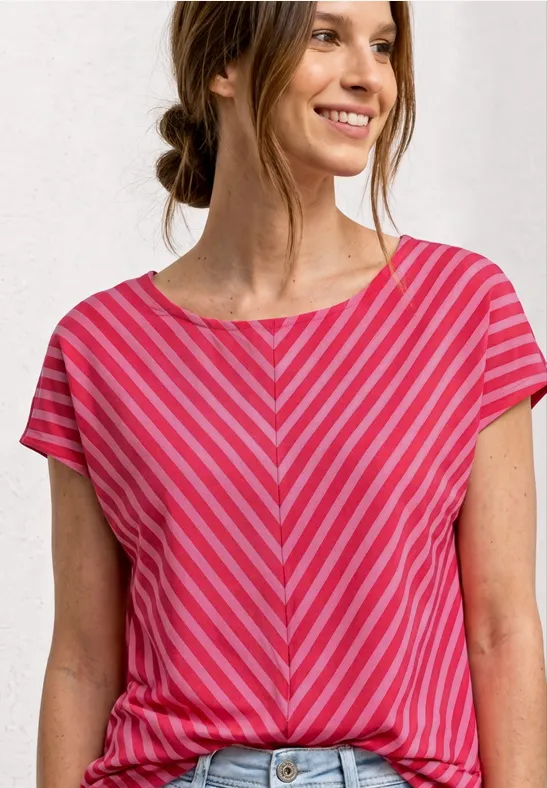 Shirt met korte mouwen en gestreept patroon salsa red