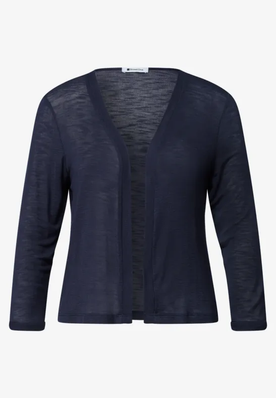 Lichtgewicht donkerblau cardigan met V-hals en 3/4-mouwen