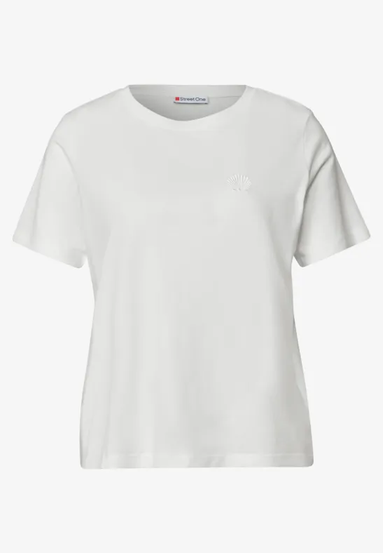 Effen wit dames-T-shirt met ronde hals en korte mouwen