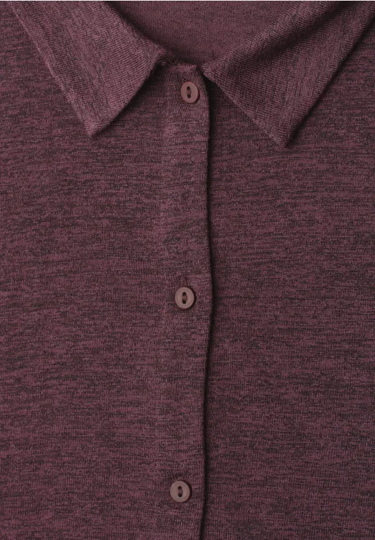 Dunkelroter melierter Strickcardigan mit Knöpfen