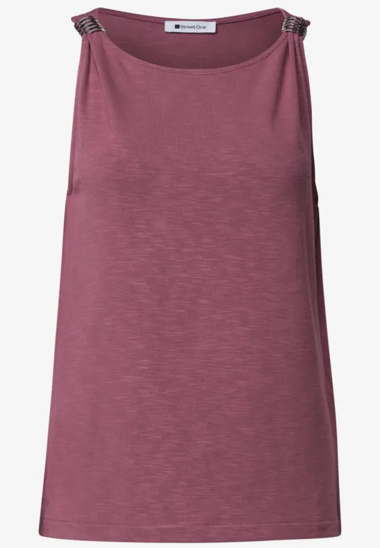 Ärmelloses Top in Rosé mit rundem Hals und schlichter Form