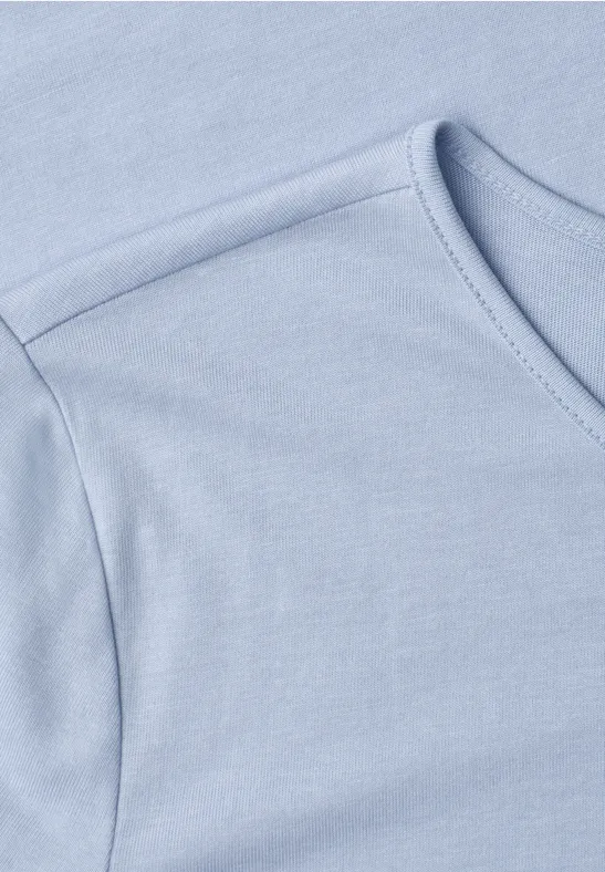 Lichtblauw T-shirt met ronde hals van katoen