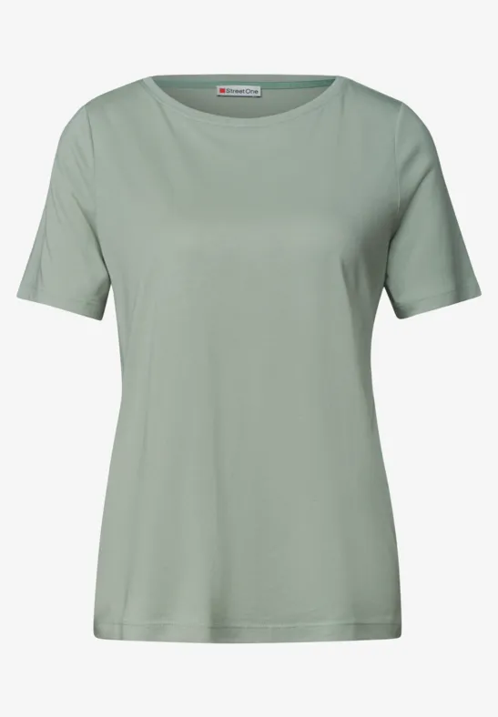 Lichtgroen dames T-shirt met korte mouwen en ronde hals, eenvoudig en klassiek.