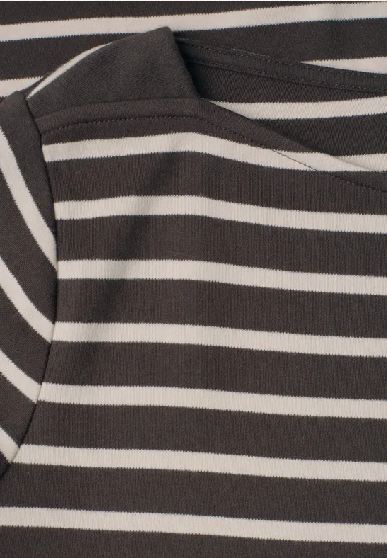 Braun-weiß gestreiftes Langarmshirt aus weichem Stoff