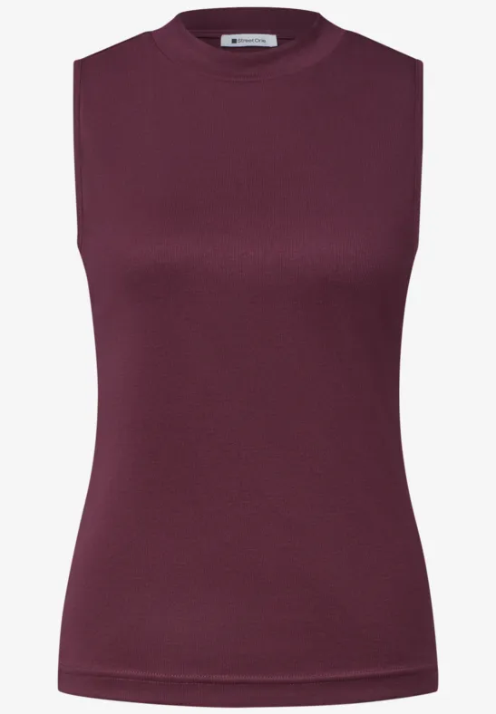 Dopasowany top bez rękawów w ciemnym odcieniu śliwki