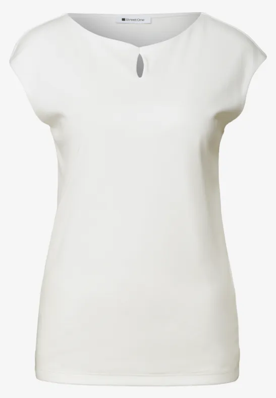 Débardeur blanc pour femme, simple, avec petite ouverture au col