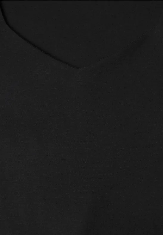 T-shirt noir à col en V