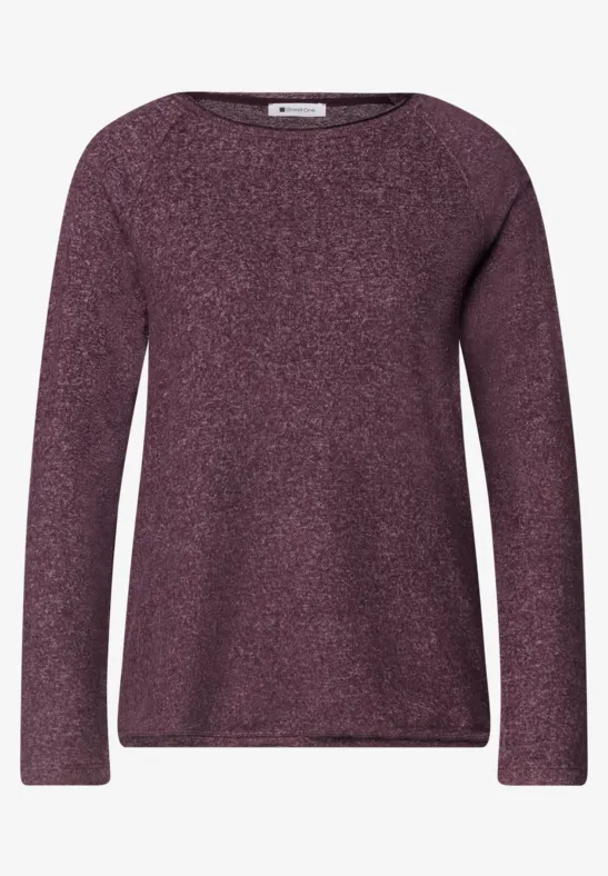 Lila Pullover mit Rundhalsausschnitt, lange Ärmel, weicher Strick für Damen.