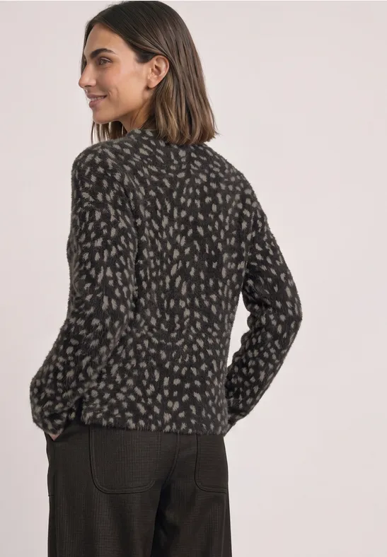 Shirt met lange mouwen, col en patroon black coffee