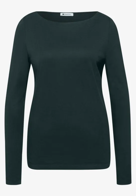 Schwarzes Langarmshirt mit Rundhalsausschnitt