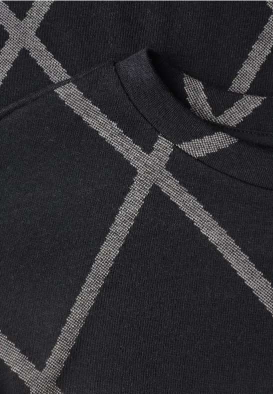Tissu noir à motif carreaux gris