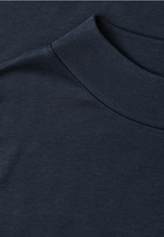 Dunkelblaues T-Shirt mit Rundhalsausschnitt in schlichtem, einfarbigem Design.