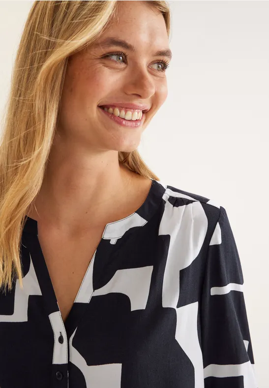 Street One Maglietta Donna Bamika Grafic Print – Blu Profondo, Taglia 48, Cotone Di Qualità