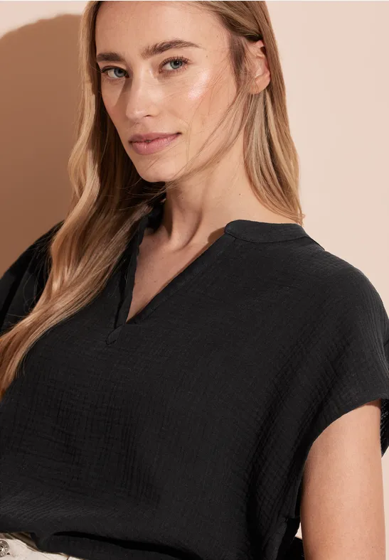 Chemisier Femme En Mousseline - Grandes Tailles, Manches Courtes, Col En V, Léger Et Aéré