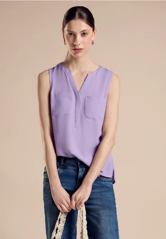 Street One Blusentop Donna, Canotta Leggera In Viscosa Morbida, Girocollo Con Cutout, Senza Maniche, Colore Nero