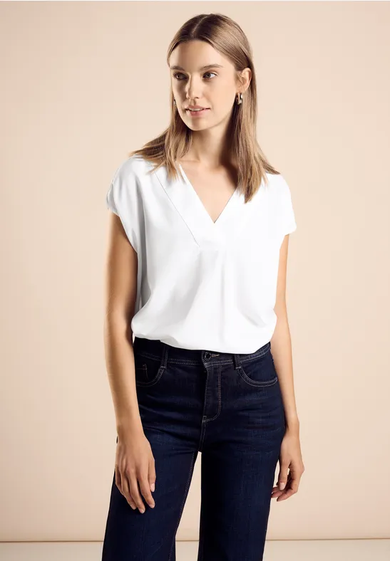 STREET ONE Blouse Avec D collet En V Pour Femmes En Blanc STREET ONE STREET ONE Blouse Avec D collet En V Pour Femmes En Blanc STREET ONE