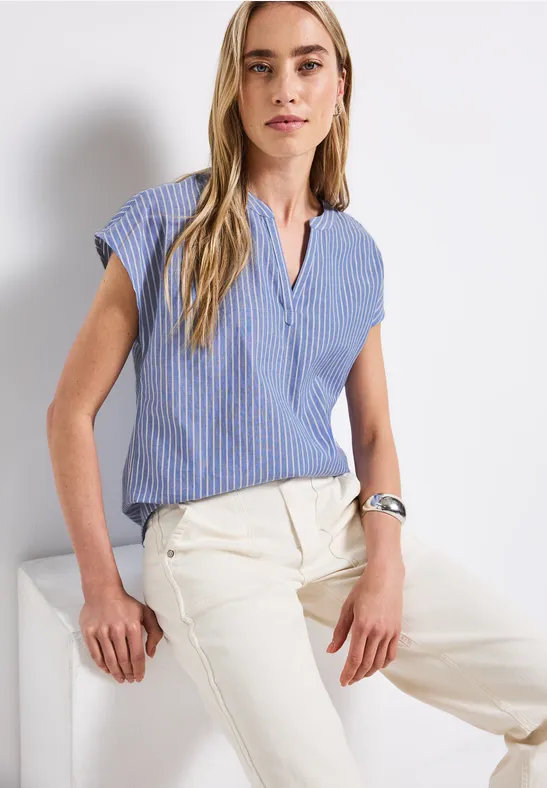 Street One Glitter Top Bellflower Lilac - Elegante Zomertop Voor Dames Maat 42
