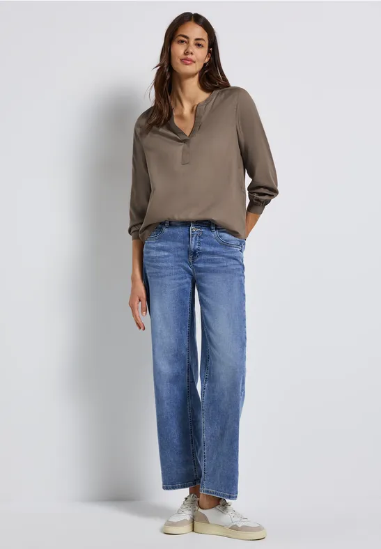 Split Neck Tunika silk brown