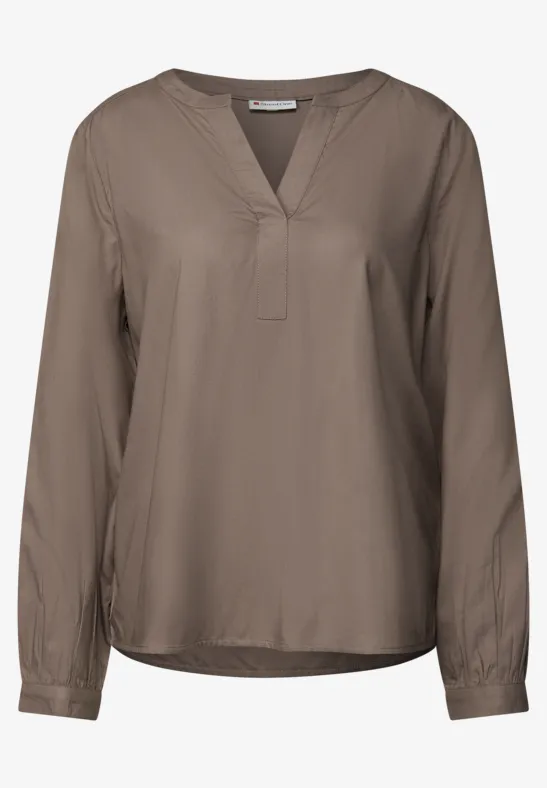 Split Neck Tunika silk brown