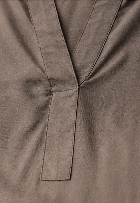 Split Neck Tunika silk brown