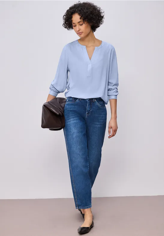 Tuniek met gespleten hals cashmere blue