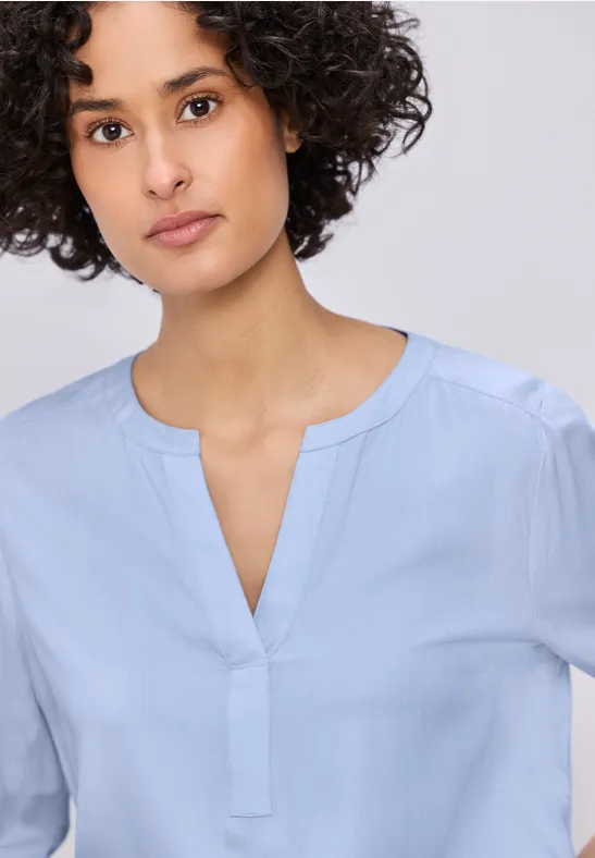 Tuniek met gespleten hals cashmere blue