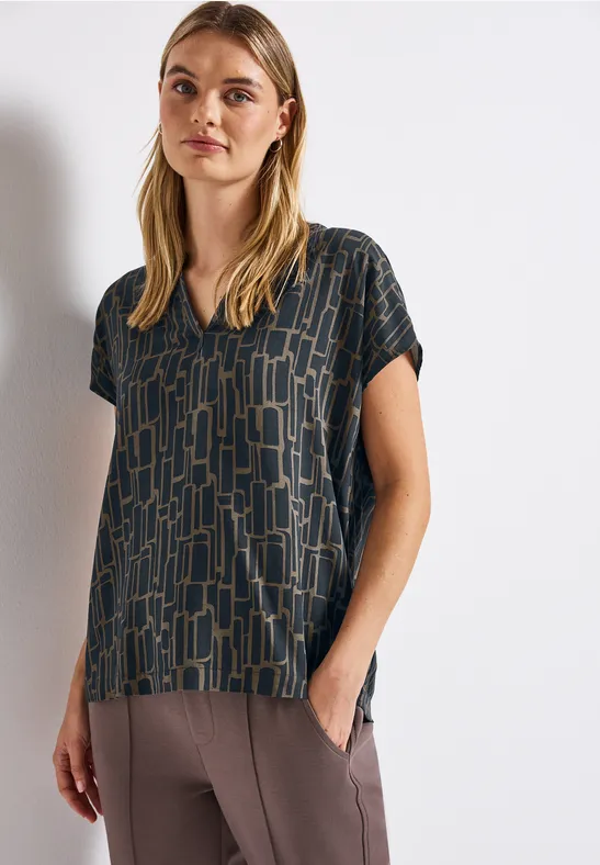 Chemisier à motifs deepwater blue