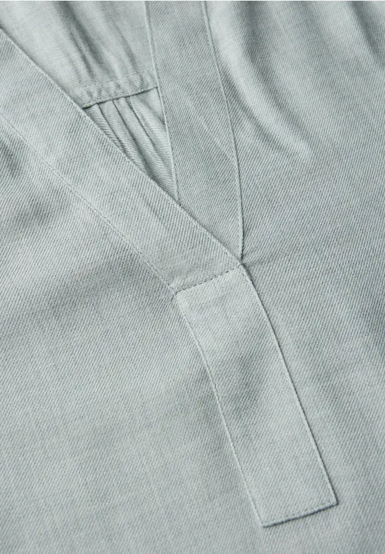 Split Neck Melange Tunika nile blue mel.