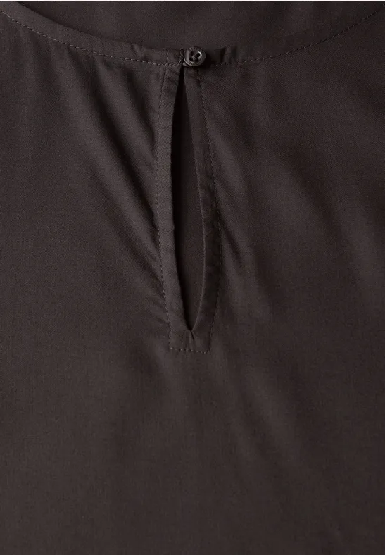 Rundhalsbluse mit Cut-Out deep roast brown
