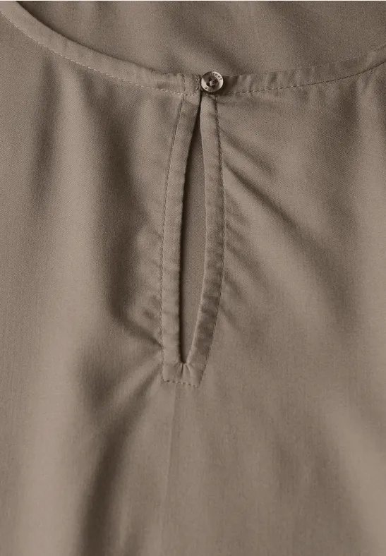 Rundhalsbluse mit Cut-Out bark brown