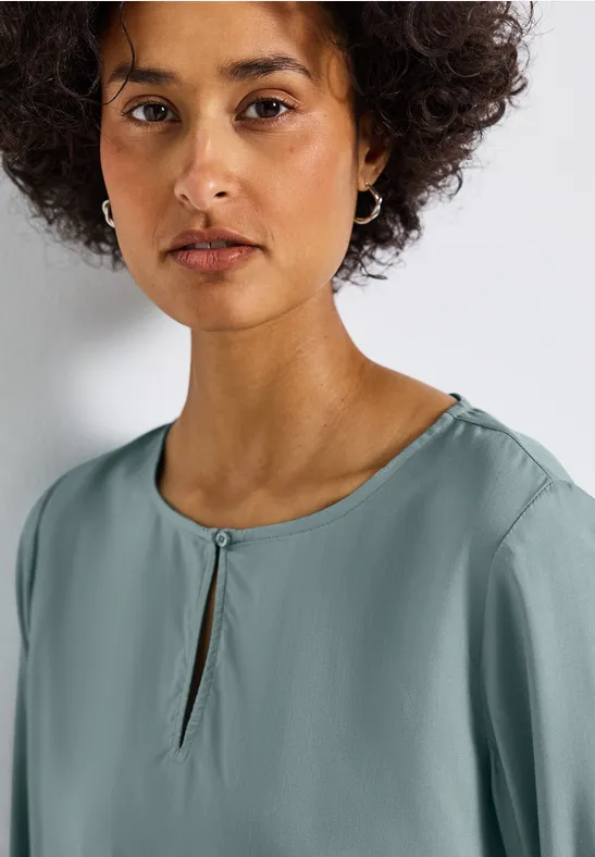 Rundhalsbluse mit Cut-Out arona blue