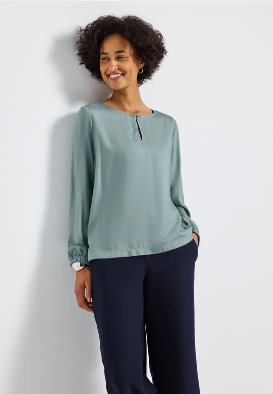 Rundhalsbluse mit Cut-Out arona blue