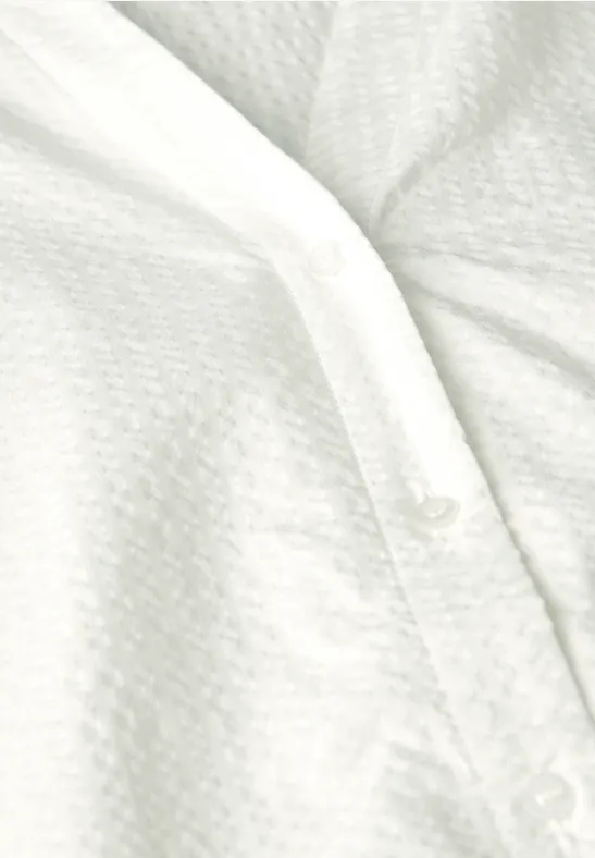 Split Neck Seersucker Bluse off white