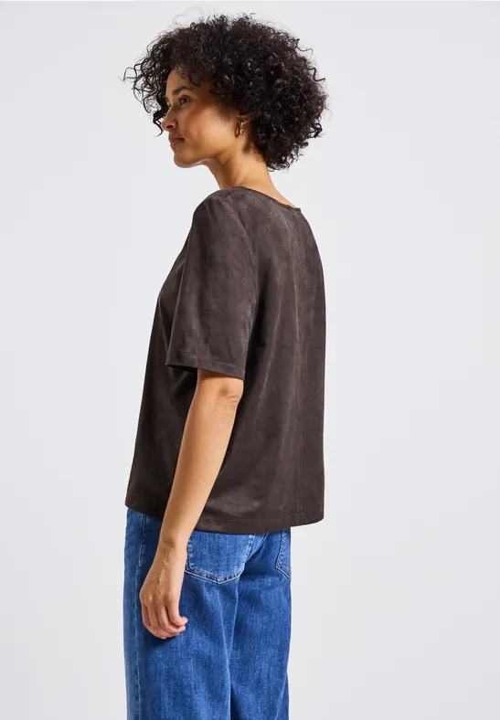 Velours Blusenshirt deep roast brown