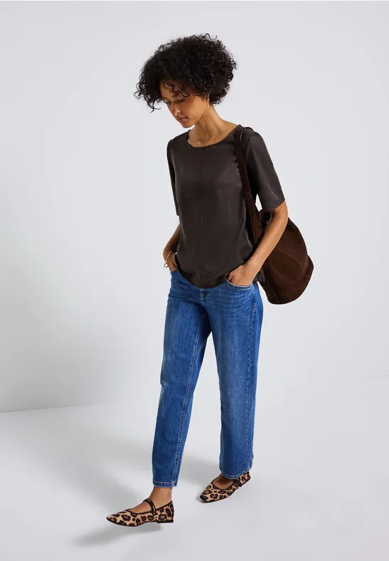 Velours Blusenshirt deep roast brown