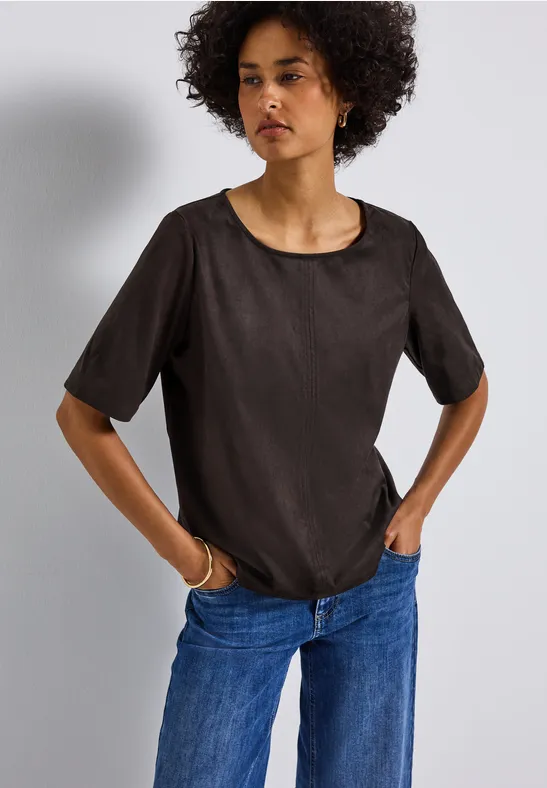 Velours Blusenshirt deep roast brown