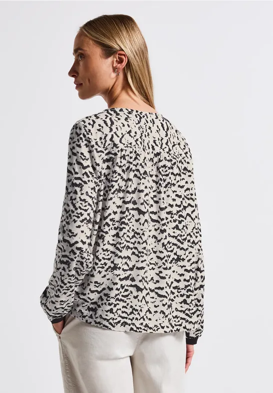 V-Neck Bluse mit Tape morning beige