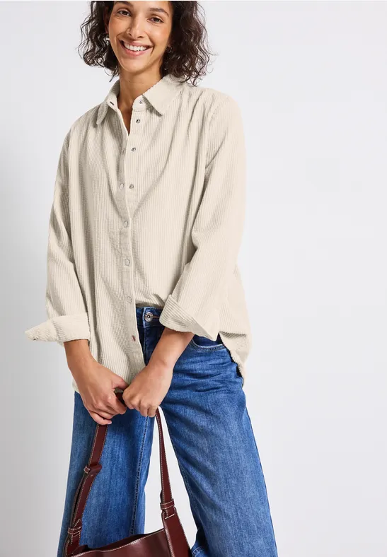 Cord Longblouse malted beige