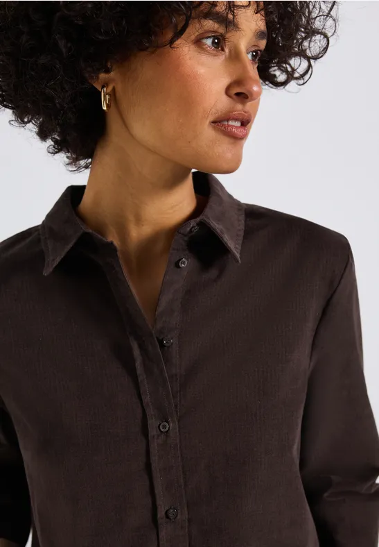 Cord Hemdbluse deep roast brown