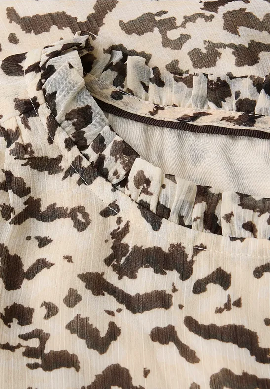 Gemusterte Chiffon-Tunika morning beige