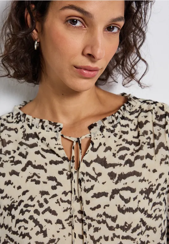 Gemusterte Chiffon-Tunika morning beige