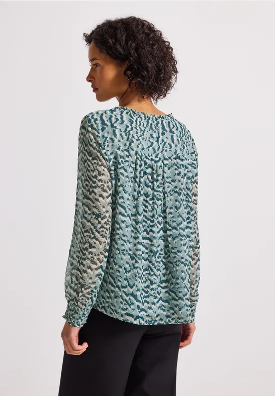 Gemusterte Chiffon-Tunika arona blue