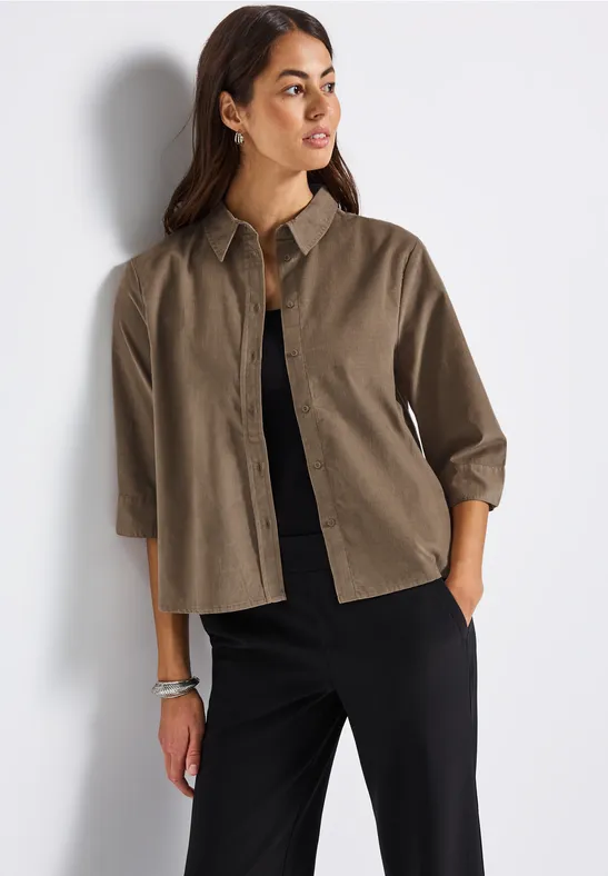 Mini-chemise en velours côtelé bark brown