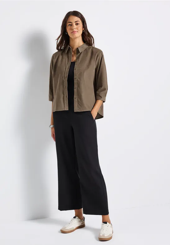 Mini-chemise en velours côtelé bark brown