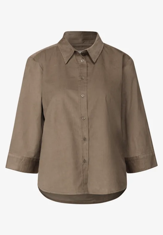 Mini-chemise en velours côtelé bark brown