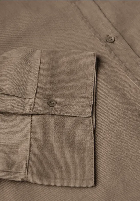 Mini-chemise en velours côtelé bark brown