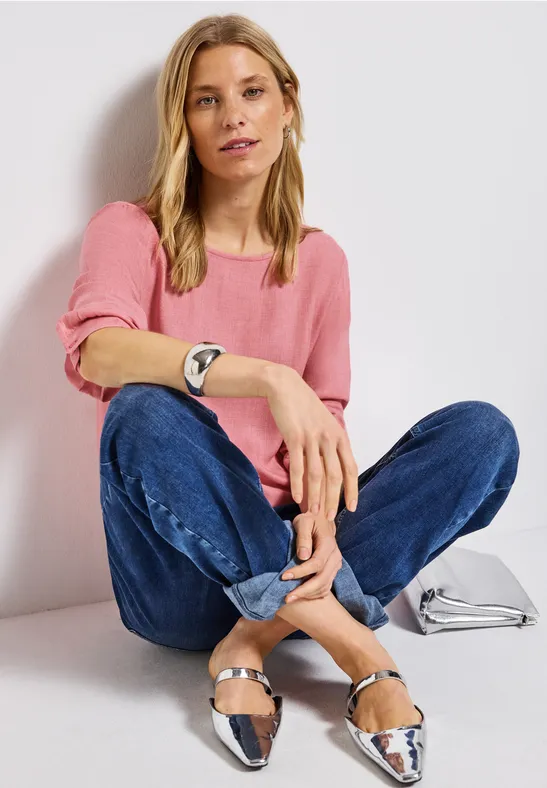 Blouse à col rond Melange almond coral mel.