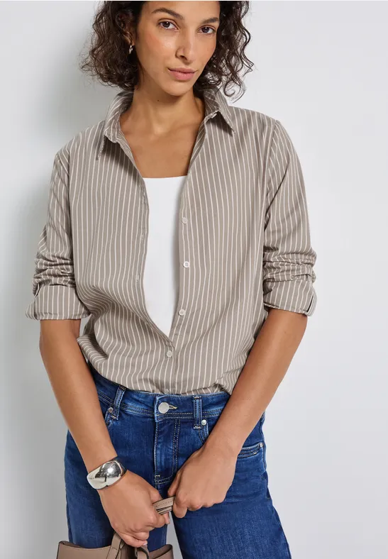 Blouse d'affaires rayée light mocha beige
