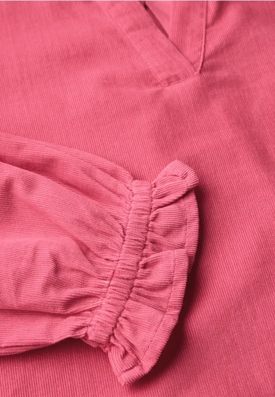 Blouse en velours côtelé avec détails à volants almond coral